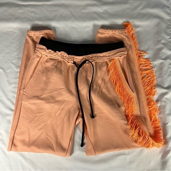 Koral Pompano Orange Size S Station Sweatpant Gym Fringe Dance Lounge Maximalism - Picture 2 of 8